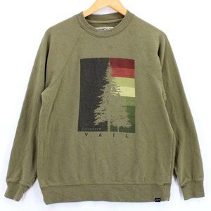 Techstyles Sweatshirt Womens Brown Pullover Colorado Vail Graphic Small S